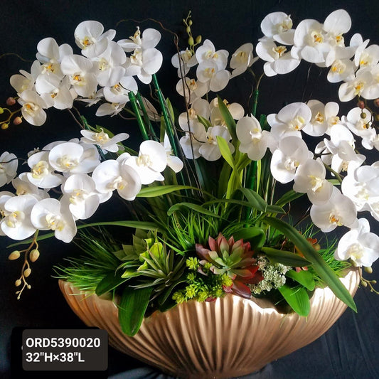 Big Boat Vase, White Orchid Floral