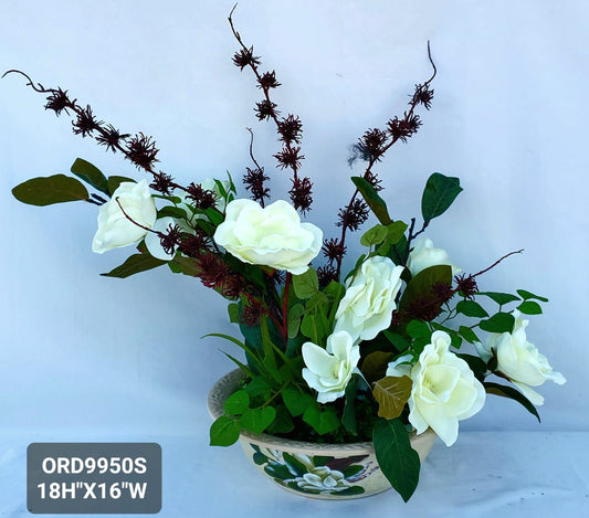 White Floral, Bowl Vase
