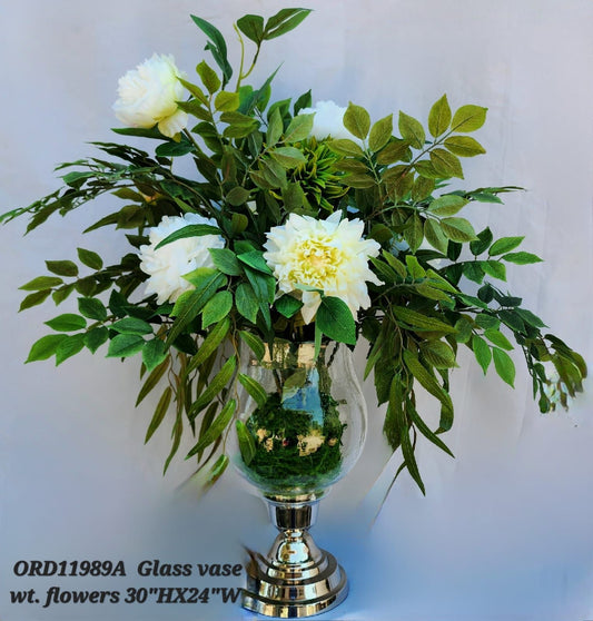 Glass Vase, White Flowers