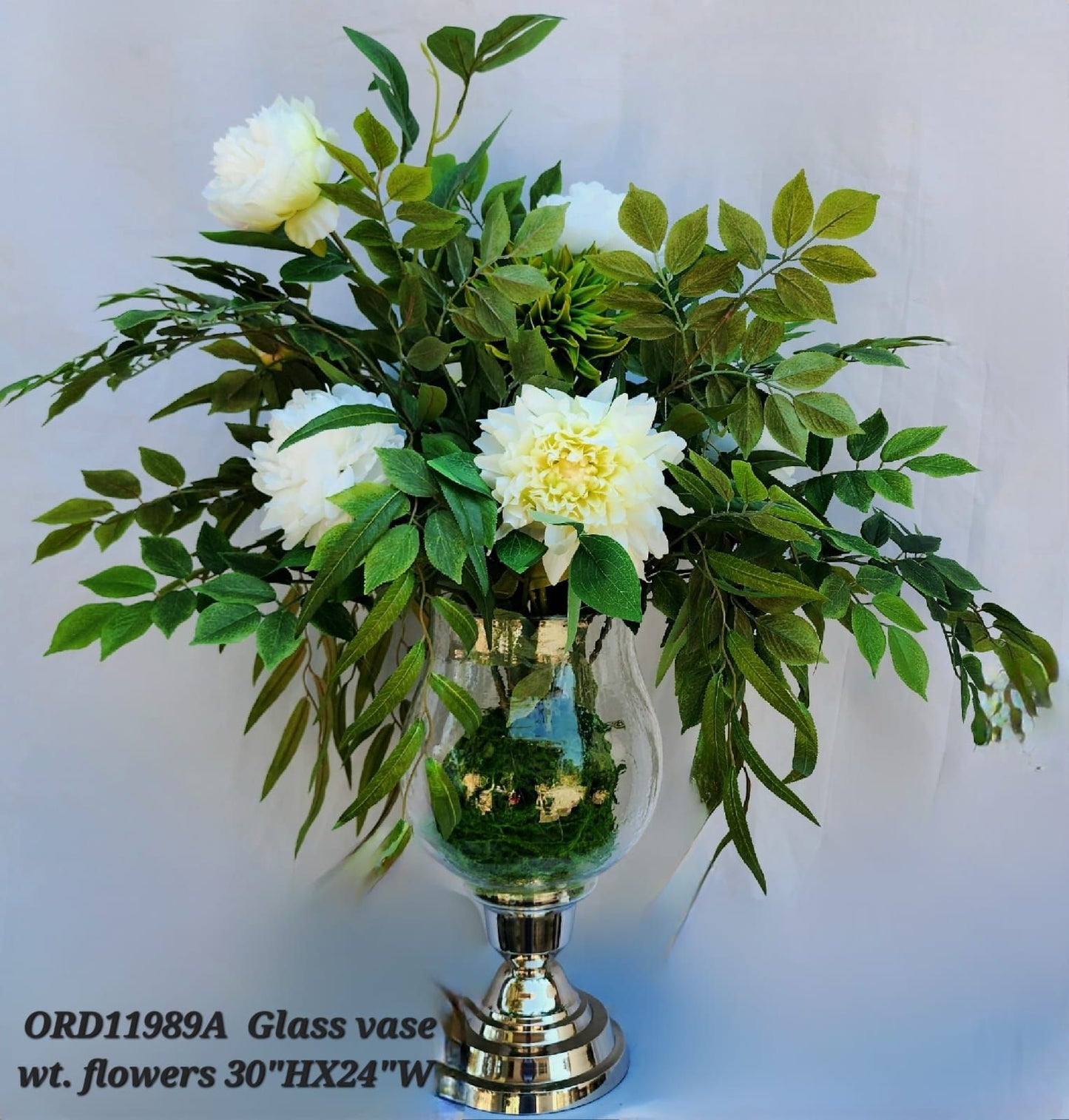 Glass Vase, White Flowers