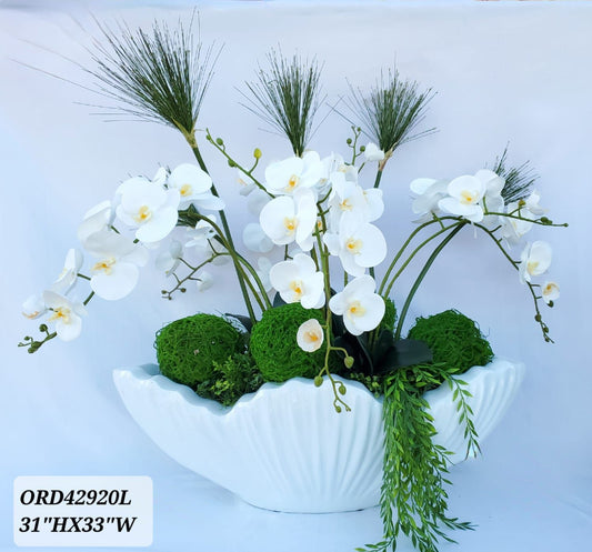White Orchids, Big White Boat Vase