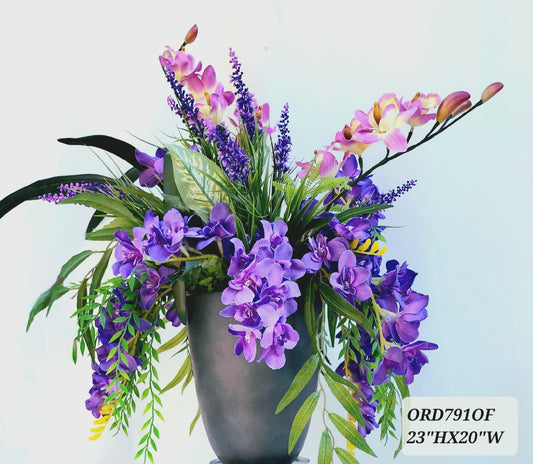 Black Vase, Purple Orchids