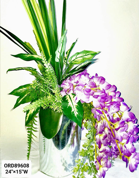 Purple Wisteria, Silver Vase