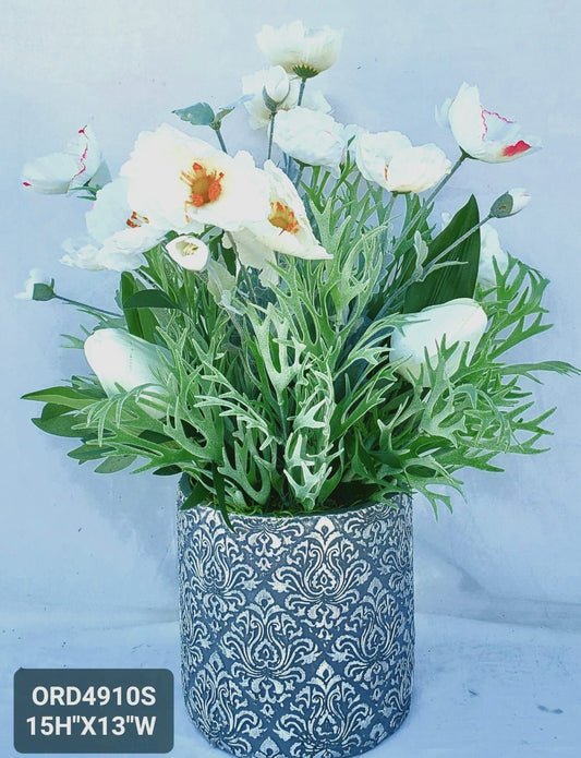 White Floral, Ceramic Vase