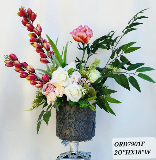 Grey Vase, Mix Floral