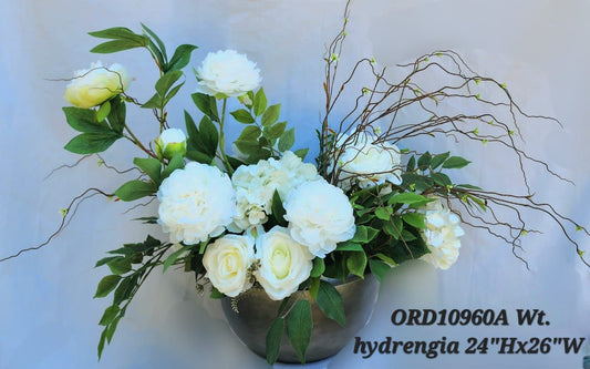 White Hydrangea, Bowl Vase