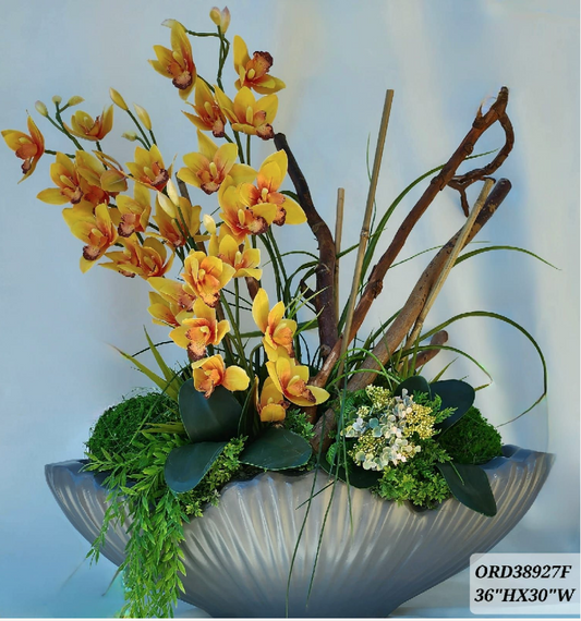 Yellow Orchid Boat Vase