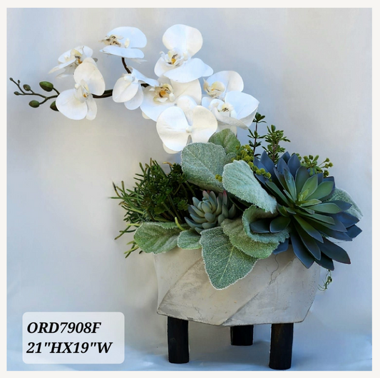 White Orchid Light Grey Vase